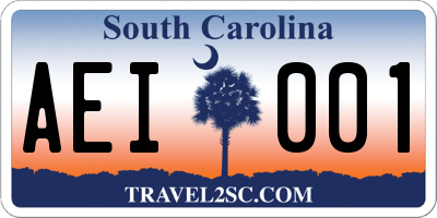 SC license plate AEI001