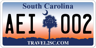 SC license plate AEI002