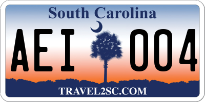 SC license plate AEI004