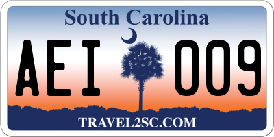 SC license plate AEI009