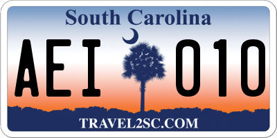 SC license plate AEI010