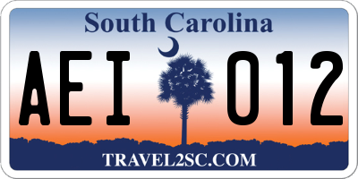 SC license plate AEI012