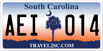 SC license plate AEI014
