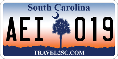 SC license plate AEI019