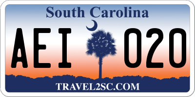 SC license plate AEI020