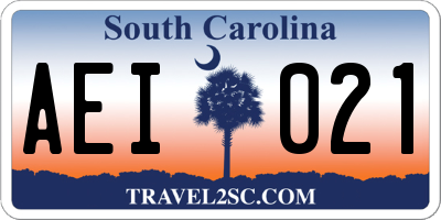 SC license plate AEI021