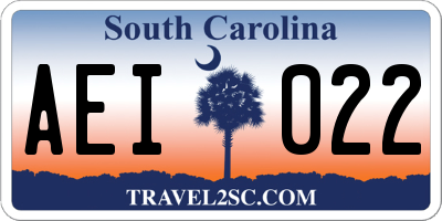 SC license plate AEI022