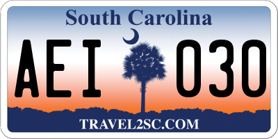 SC license plate AEI030