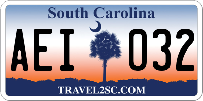 SC license plate AEI032