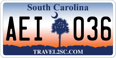SC license plate AEI036