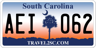 SC license plate AEI062