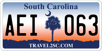 SC license plate AEI063