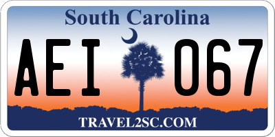 SC license plate AEI067