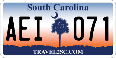 SC license plate AEI071