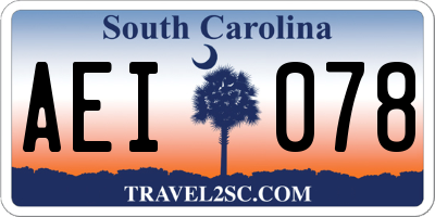 SC license plate AEI078