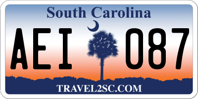 SC license plate AEI087