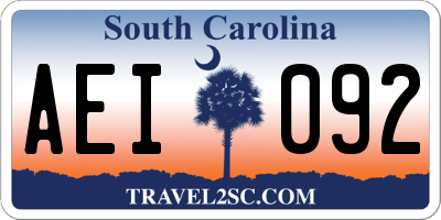 SC license plate AEI092