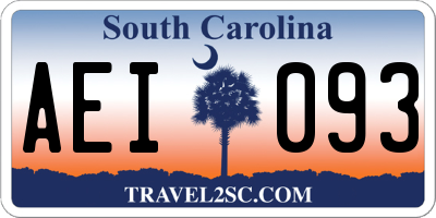 SC license plate AEI093