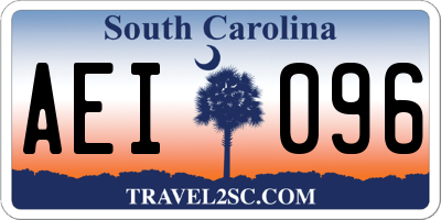 SC license plate AEI096