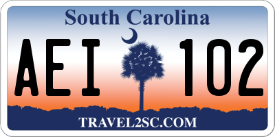 SC license plate AEI102
