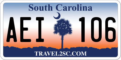 SC license plate AEI106