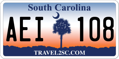 SC license plate AEI108