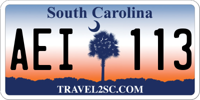 SC license plate AEI113