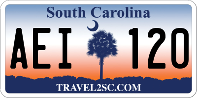 SC license plate AEI120