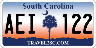 SC license plate AEI122