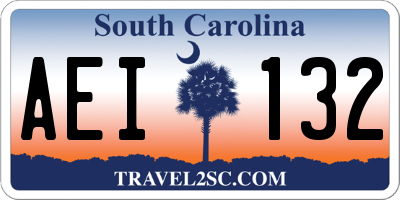 SC license plate AEI132