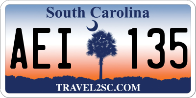 SC license plate AEI135