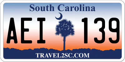 SC license plate AEI139