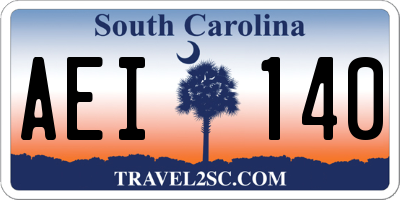SC license plate AEI140