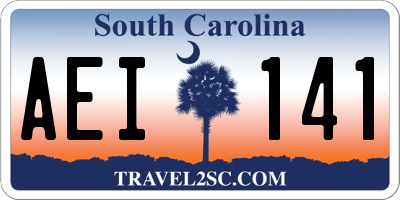 SC license plate AEI141