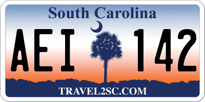 SC license plate AEI142