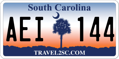 SC license plate AEI144