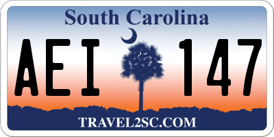 SC license plate AEI147