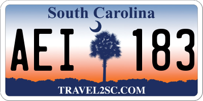 SC license plate AEI183