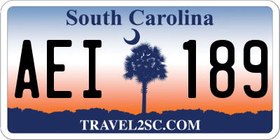 SC license plate AEI189