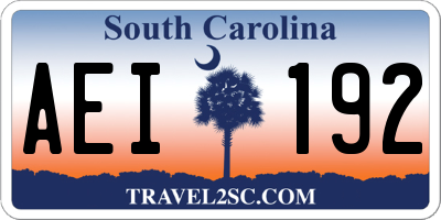 SC license plate AEI192