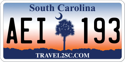 SC license plate AEI193