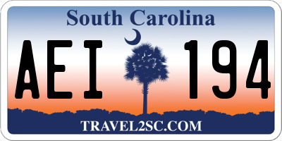 SC license plate AEI194