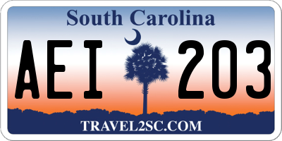 SC license plate AEI203