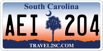 SC license plate AEI204