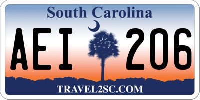 SC license plate AEI206