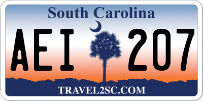 SC license plate AEI207