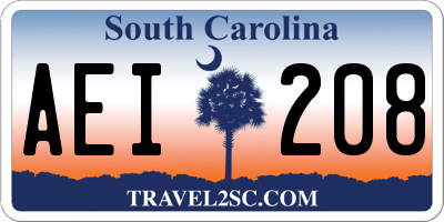 SC license plate AEI208