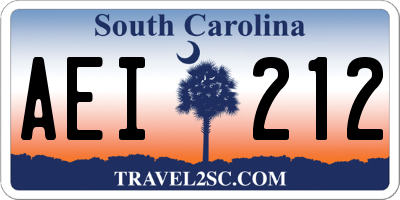 SC license plate AEI212