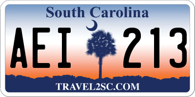 SC license plate AEI213