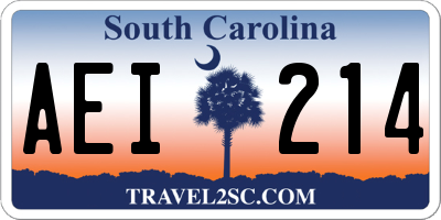 SC license plate AEI214